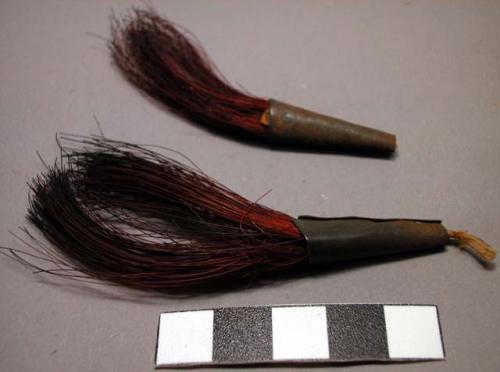 Metal, tinklers, conical,  red horse hair