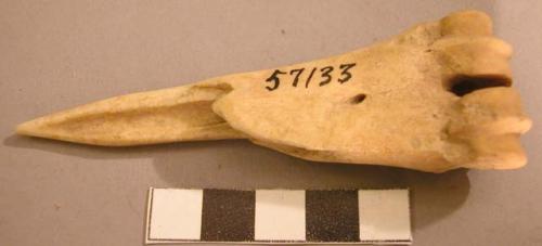 Bone awl made of metacarpal bone of deer