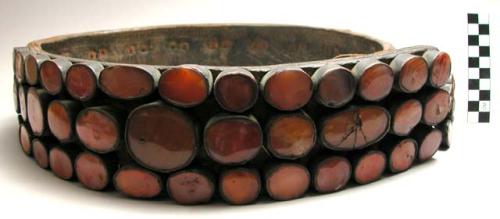 Carnelian-studded heavy leather belt