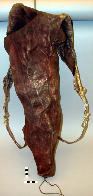 Skin bag to hold quiver; worn over shoulder; skin dyed