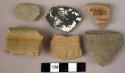 6 miscellaneous potsherds from surface of fields in which stone material was fou
