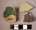 3 potsherds - glazed