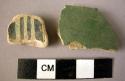 2 potsherds - green glaze