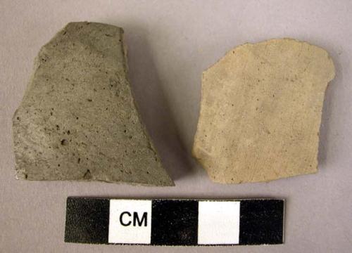 2 potsherds - plain ware, gray (A3)