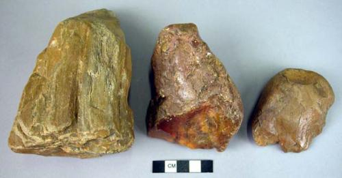 10 miscellaneous Grade C implements of fossil wood & silicified tuff