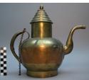 Copper and brass tea pot
