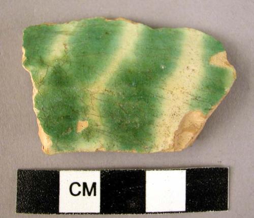 Potsherd - "Samana" -  white (tin) glaze with blue-green mottlings