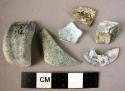 6 glass vessel fragments