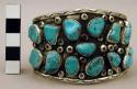 Cuff bracelet, silver band w/ stamped decoration, set w/ turquoise nuggets