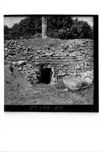 Tunnel through W. side of Great Plaza, below Stela E.