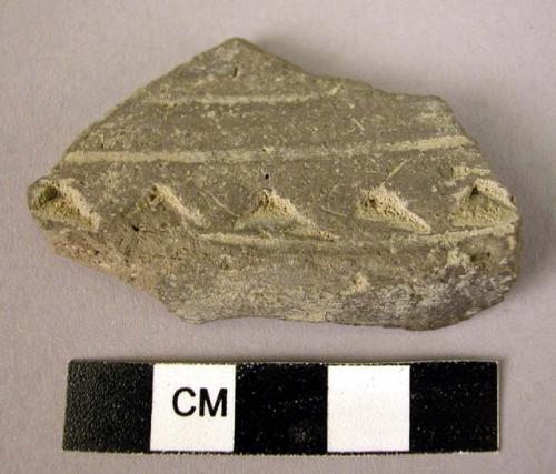 Potsherd- gray ware, incised