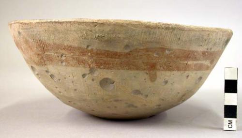 Pottery bowl - gray painted, brown on gray (A5c)