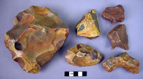 Cast of six flints associated with the skull