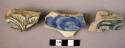 4 base potsherds - blue and white glaze