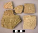 5 potsherds - molded