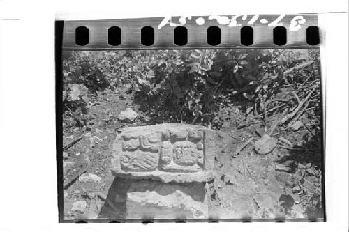 Side of stela found in debris back of structure 32