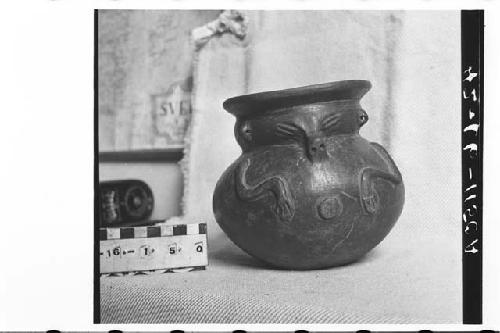 Pottery spouted animal effigy jar