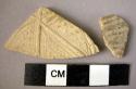 2 potsherds - moulded