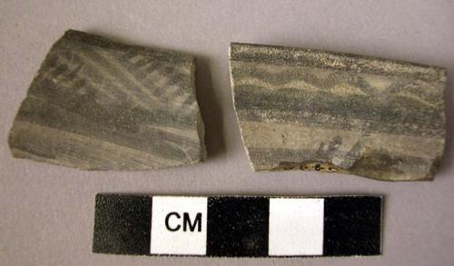 2 rim potsherds - gray painted (A3a)