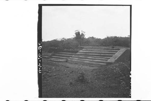 Steps at NE int. of platform as partially repaired in 1944.  View to NW.