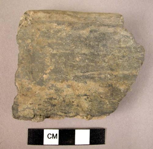 Rim potsherd - gray buff slip, polished