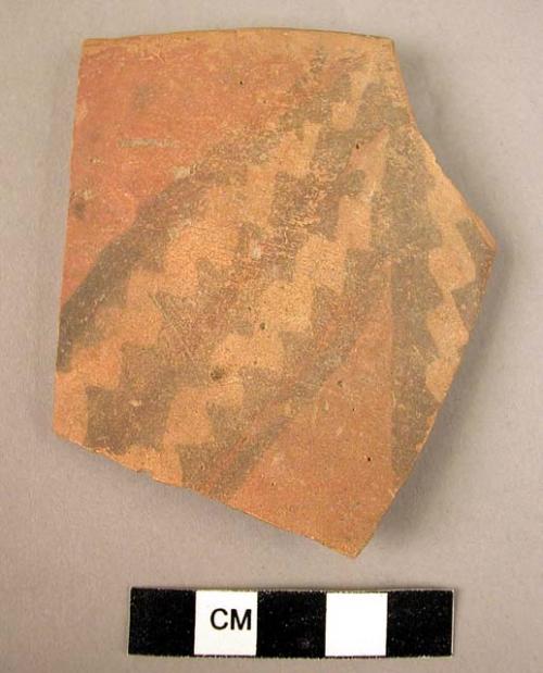 3 rim potsherds - polychrome, crude paint (A2)