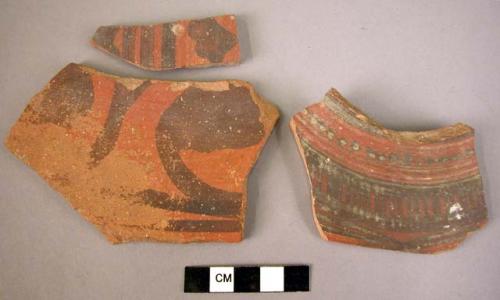 3 potsherds - black on red (B5)