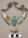 Necklace, silver thunderbird with overlaid, hinged wings