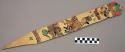 Ornament?, flat pointed stick, painted design - human on spotted zoomorph