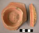 3 potsherds - Two-tone (wet-smoothed & red slipped)