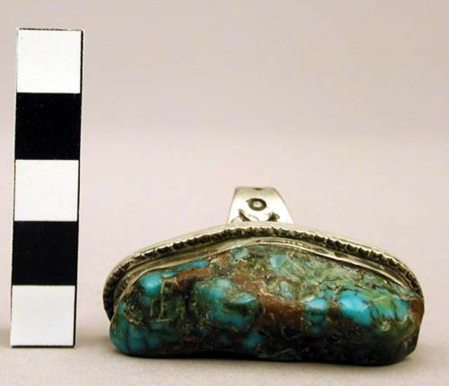 Ring, silver, 1 enormous oval turquoise nugget