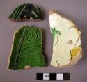 Ceramic body and base sherds, glazed ware, incised and painted designs. Byzantine