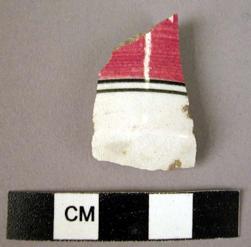 Potsherd - glazed; red and black on white