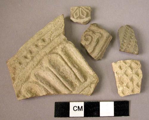 4 potsherds - moulded ware