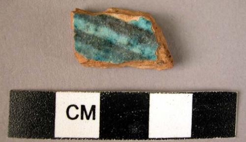 Potsherd - blue glaze, alkali