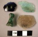 4 glass vessel fragments