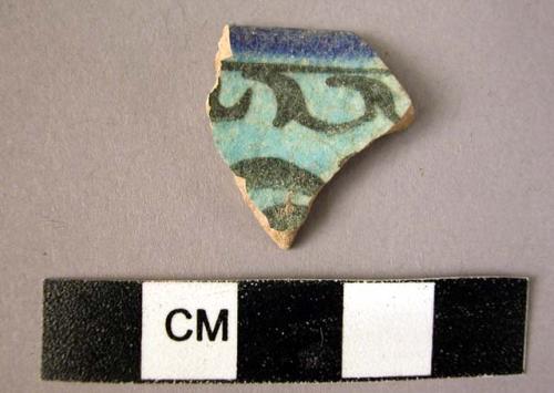 Rim potsherd - blue glaze