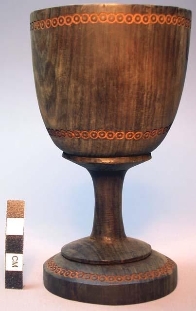 Stemmed goblet of native wood