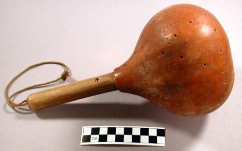 Gourd rattle, large - decorated only with perforations