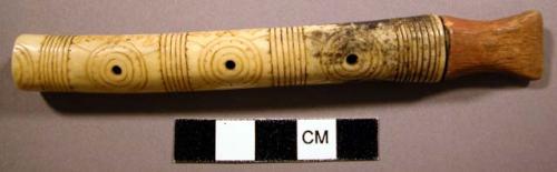 Ivory and a bone needle case, with plug