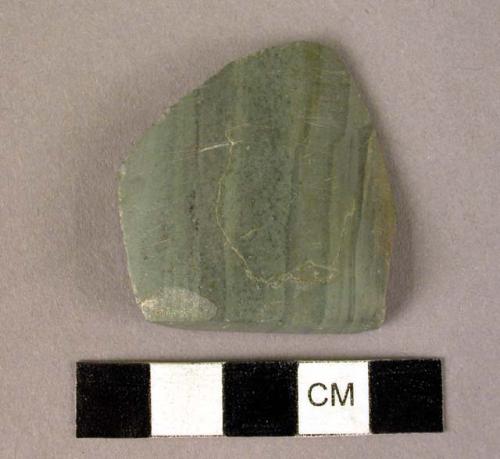 Chip of polished celt of green slate