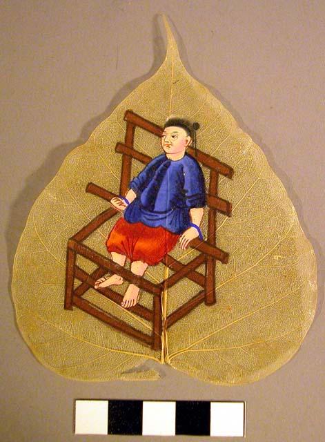 Paintings on mulberry leaves