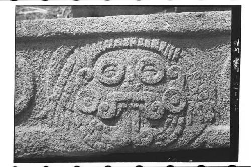 Detail of glyph Quiauitl on Tlaloc stone