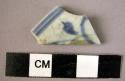 Rim potsherd - blue on white glaze