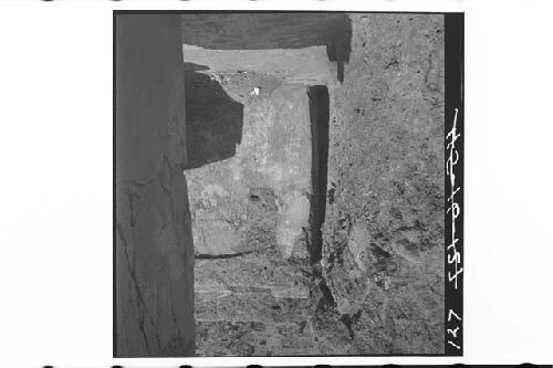 Looking ESE through T-45-.5 trench at wall E of columns. T-45-.5 trench (Str. 1