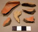 Ceramic rim and body sherds, undecorated, redware, earthenware