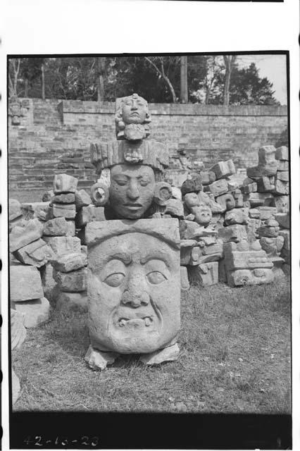 Three sculptured heads