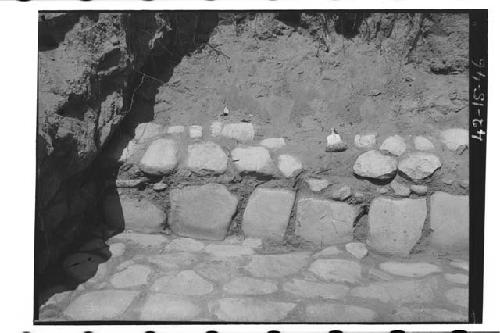 Edge of Mound 6. Front north half showng remaining wall and paring