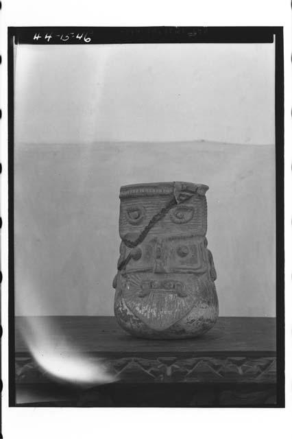 Vase with bearded face on front