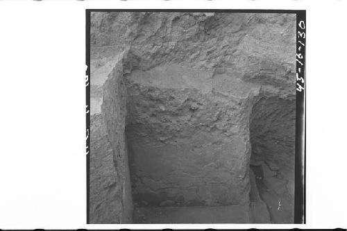 S. wall of "room" or niche. Looking N. and Down. Drain at lower right. T-45.5 tr